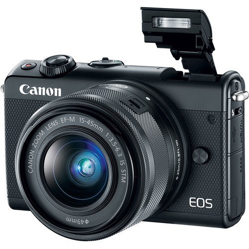 Canon EOS M100 Mirrorless Digital Camera (Black) w/EF-M 15-45mm f/3.5-6.3 is STM + Wide-Angle and Telephoto Lenses + Portable Tripod + Memory Card + Deluxe Accessory Bundle (Renewed)