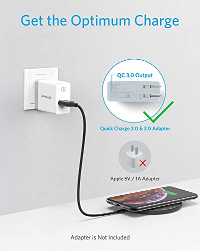 Anker 10W Max Wireless Charger, 313 Wireless Charger (Pad), Qi-Certified Wireless Charging for iPhone 14/14 Pro/14 Plus/14 Pro Max, 10W Fast Charging for Galaxy S20/S10/S9/S8, Note10 (No AC Adapter)