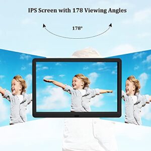 Digital Picture Frame 10 inch with 32GB Card, 1920x1080 IPS Screen, Supports Picture Preview, Video, Background Music, Calendar, Alarm, Time, Remote Control