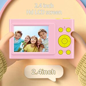 Kids Camera for Boys and Girls Digital Camera with Memory Card 16X Zoom Vlogging Camera 1080P Video Recorder with Multiple Unique Functions Great Birthday Electronic Toys for Children (Pink 16GB)