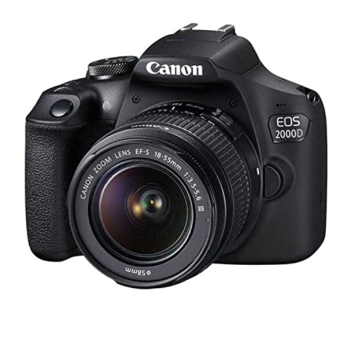 Canon EOS 2000D (Rebel T7) DSLR Camera w/18-55mm F/3.5-5.6 Zoom Lens + 2X 64GB Memory + Case + Filters + Tripod + More (35pc Bundle)