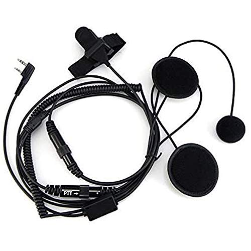 BAOFENG Helmet Kit 2 PIN Full Face Motorcycle Headset Earpiece Mic Ken Wood/WOU Xun/Pu Xing/Lin ton Two Way Radio Walkie Talkie, Black