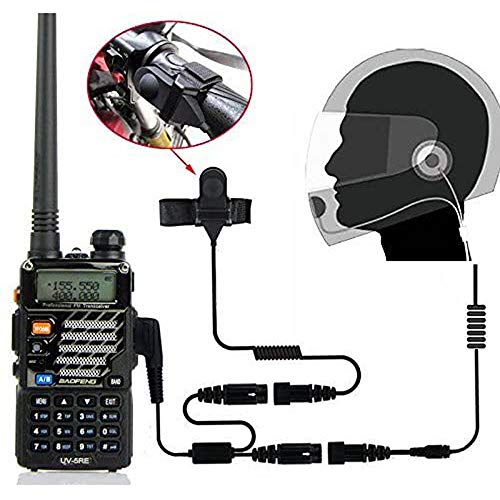 BAOFENG Helmet Kit 2 PIN Full Face Motorcycle Headset Earpiece Mic Ken Wood/WOU Xun/Pu Xing/Lin ton Two Way Radio Walkie Talkie, Black