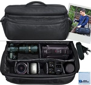 ecostconnection extra large soft padded water resistant camcorder equipment gadget bag/case for canon xa10, xa20, xa25, xh-g1s, xl2 and more cameras camcorders and dslr