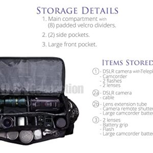 eCostConnection Extra Large Soft Padded Water Resistant Camcorder Equipment Gadget Bag/Case for Canon XA10, XA20, XA25, XH-G1s, XL2 and More Cameras Camcorders and DSLR