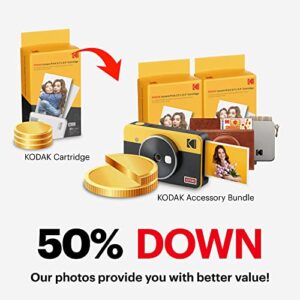 KODAK Mini Shot 2 Retro 4PASS 2-in-1 Instant Digital Camera and Photo Printer (2.1x3.4) + 68 Sheets Gift Bundle, Yellow