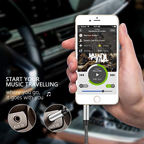 Tan QY Male to Male Audio Cable 1Ft,4 Pole Hi-Fi Stereo Sound 3.5mm Aux Cable Adapter/Auxiliary Cable/Aux Cord Compatible All 3.5mm-Enabled Devices for Car (1Ft, Silver)