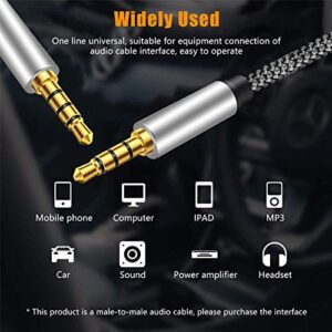 Tan QY Male to Male Audio Cable 1Ft,4 Pole Hi-Fi Stereo Sound 3.5mm Aux Cable Adapter/Auxiliary Cable/Aux Cord Compatible All 3.5mm-Enabled Devices for Car (1Ft, Silver)