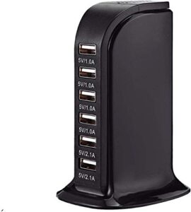 charging station for multiple devices, usb charging hub 30w 6 port fast charging station, multiport wall charger quick charge 2.1a tower power adapter