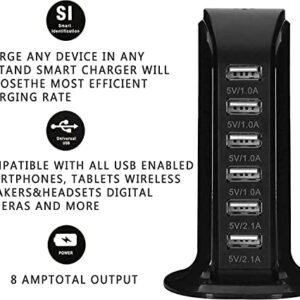 Charging Station for Multiple Devices, USB Charging Hub 30W 6 Port Fast Charging Station, Multiport Wall Charger Quick Charge 2.1A Tower Power Adapter