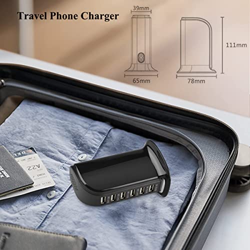 Charging Station for Multiple Devices, USB Charging Hub 30W 6 Port Fast Charging Station, Multiport Wall Charger Quick Charge 2.1A Tower Power Adapter