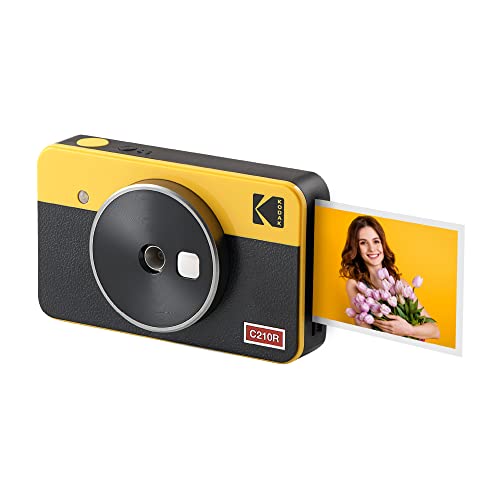 KODAK Mini Shot 2 Retro 4PASS 2-in-1 Instant Camera and Photo Printer (2.1x3.4 inches) + 8 Sheets, Yellow