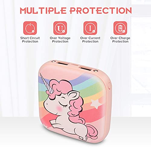 Sethruki Cute Portable Charger 10000mAh, Unicorn Mini Fast Charging Power Bank Gift Girl Kid Compact External Battery Pack with Dual USB Output for iPhone iPad Samsung Google Andiord Cellphone