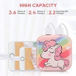 Sethruki Cute Portable Charger 10000mAh, Unicorn Mini Fast Charging Power Bank Gift Girl Kid Compact External Battery Pack with Dual USB Output for iPhone iPad Samsung Google Andiord Cellphone