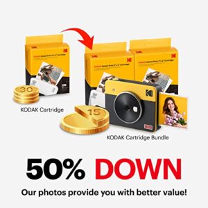 KODAK Mini Shot 3 Retro 4PASS 2-in-1 Instant Digital Camera and Photo Printer (3x3 inches) + 8 Sheets, Yellow