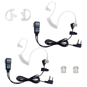 lixin two way radio earpiece, walkie talkie headset,transparent security headphonescompatible midland avph3,for midland walkie talkie with ptt/vox -black (pair)
