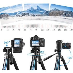 Instafoto 66'' DSLR Camera Tripod for Canon Nikon with Remote Shutter, Phone/Tablet Holder, Carry Bag (Max. Load 11 lbs)