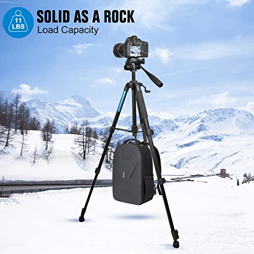 Instafoto 66'' DSLR Camera Tripod for Canon Nikon with Remote Shutter, Phone/Tablet Holder, Carry Bag (Max. Load 11 lbs)