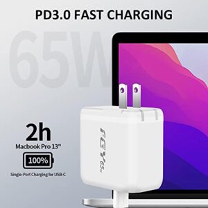 FGY USB C Wall Charger, 65W GaN II Fast Charger Dual Port Charging Block with Flodable Plug, Portable Laptop Charger Compatible for MacBook Air/MacBook Pro, Chromebook, iPhone14/13, Samsung Galaxy