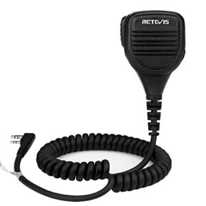 retevis rt3s walkie talkie mic with 3.5mm audio jack, ip54 waterproof shoulder mic compatible with rt22 rt68 rt5r rt86 rt85 rb17v rb87 rt27 rb85 rt81 rt1 baofeng bf-f8hp uv5r two way radio (1 pack)