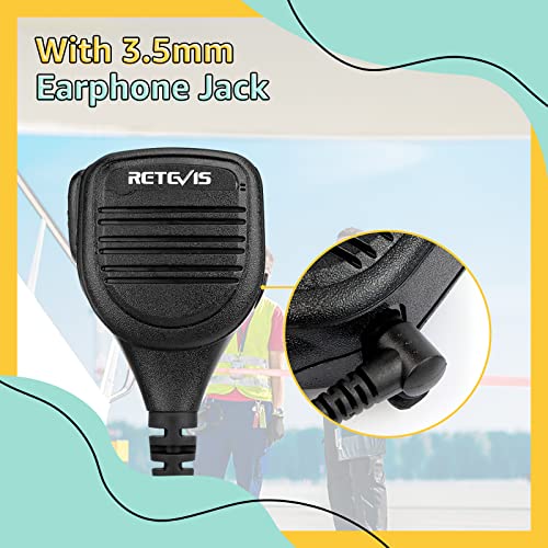 Retevis RT3S Walkie Talkie Mic with 3.5mm Audio Jack, IP54 Waterproof Shoulder Mic Compatible with RT22 RT68 RT5R RT86 RT85 RB17V RB87 RT27 RB85 RT81 RT1 Baofeng BF-F8HP UV5R Two Way Radio (1 Pack)