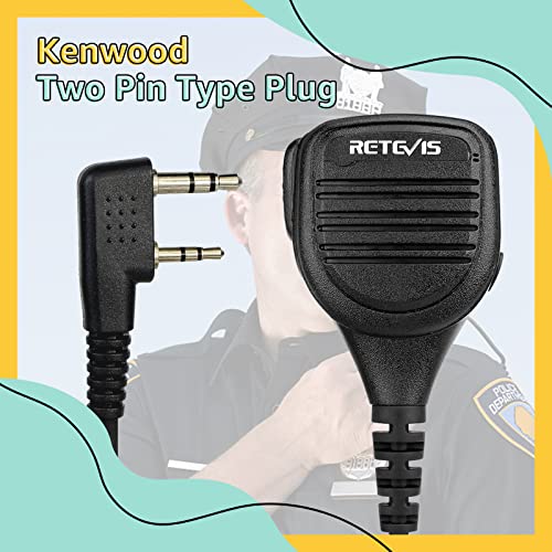 Retevis RT3S Walkie Talkie Mic with 3.5mm Audio Jack, IP54 Waterproof Shoulder Mic Compatible with RT22 RT68 RT5R RT86 RT85 RB17V RB87 RT27 RB85 RT81 RT1 Baofeng BF-F8HP UV5R Two Way Radio (1 Pack)
