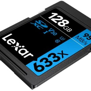 Lexar Professional 633x 128GB SDXC UHS-I Card, Up To 95MB/s Read, for Mid-Range DSLR, HD Camcorder, 3D Cameras, LSD128GCB1NL633 (Product Label May Vary)