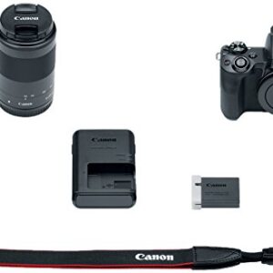 Canon EOS M50 Mirrorless 4K Vlogging Camera Bundle Kit with EF-M15-45mm + EF-M 55-200mm Lenses, Black