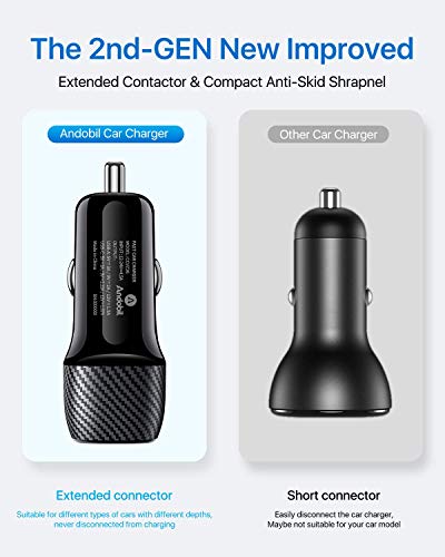 [Newest & Fastest] andobil USB C Car Charger [Fast Charging & Power-Consuming APP Friendly] 38W Dual Port Car Adapter Compatible with Magsafe, iPhone 14 Pro, 14 Plus, 14 Pro Max, All iPad and iPad Pro