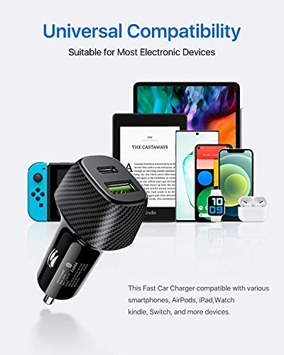 [Newest & Fastest] andobil USB C Car Charger [Fast Charging & Power-Consuming APP Friendly] 38W Dual Port Car Adapter Compatible with Magsafe, iPhone 14 Pro, 14 Plus, 14 Pro Max, All iPad and iPad Pro