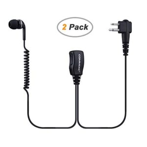 COMMIXC 2-Pack Walkie Talkie Earpiece, 2.5mm/3.5mm 2-Pin in-Ear Walkie Talkie Headset with PTT Mic, Compatible with Motorola Two-Way Radios