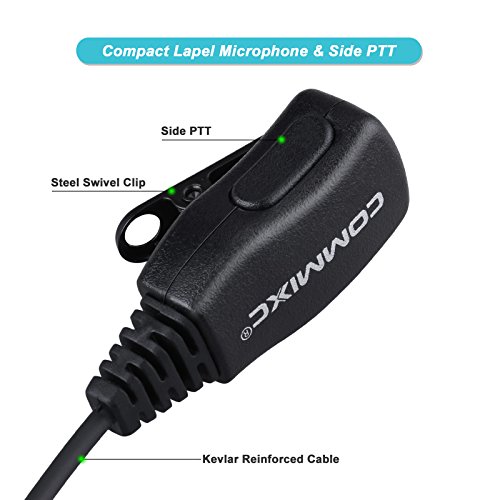 COMMIXC 2-Pack Walkie Talkie Earpiece, 2.5mm/3.5mm 2-Pin in-Ear Walkie Talkie Headset with PTT Mic, Compatible with Motorola Two-Way Radios
