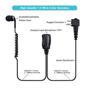 COMMIXC 2-Pack Walkie Talkie Earpiece, 2.5mm/3.5mm 2-Pin in-Ear Walkie Talkie Headset with PTT Mic, Compatible with Motorola Two-Way Radios