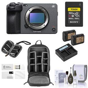 sony fx3 full-frame cinema line camera bundle with 160gb cfexpress type a memory card, 2x extra battery, dual charger, backpack, screen protector, card case, cleaning kit