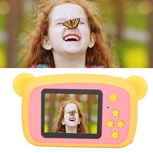 Kids Cartoon Camera, Front and Rear Dual Cameras Kids Camera Eco Friendly Multiple Fun Photo Frames ABS for Outdoor for 3‑10 Years Old Kids (Orange)