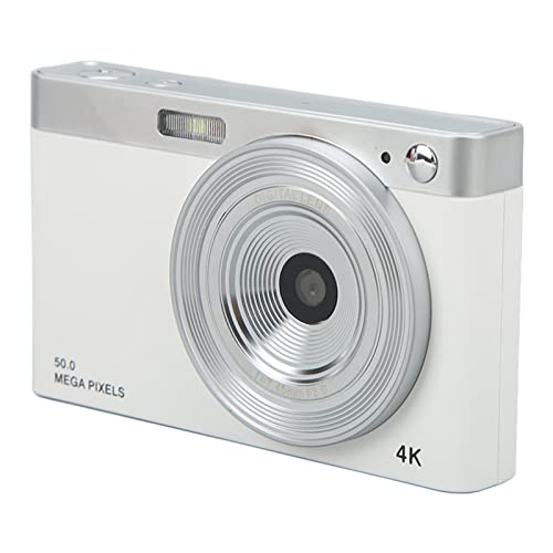 KIMISS Digital Camera 4K Digital Camera 2.88in IPS HD Mirrorless Camera AF Autofocus 16X Zoom 50MP Camera for Macro Shooting (White)