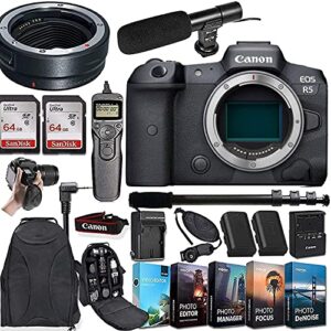 canon intl. eos r5 mirrorless digital camera (body only) and mount adapter ef-eos r bundle + deluxe accessories kit (renewed)