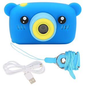 Kids Cartoon Camera, Front and Rear Dual Cameras Kids Camera Eco Friendly Multiple Fun Photo Frames ABS for Outdoor for 3‑10 Years Old Kids (Blue)