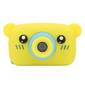 kids cartoon camera, front and rear dual cameras kids camera eco friendly multiple fun photo frames abs for outdoor for 3‑10 years old kids (yellow)