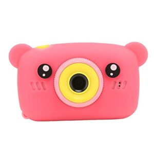 kids cartoon camera, front and rear dual cameras kids camera eco friendly multiple fun photo frames abs for outdoor for 3‑10 years old kids (pink)