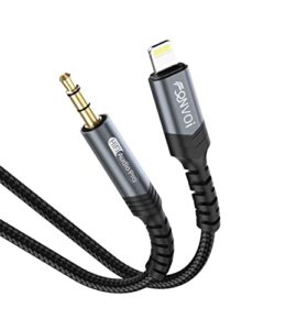 fonvoi aux cord for iphone【apple mfi certified】 4 feet lighting to 3.5mm aux cord for car,compatible with iphone 13/12/11/xr/ipad/ipod to car stereo/speaker/headphone