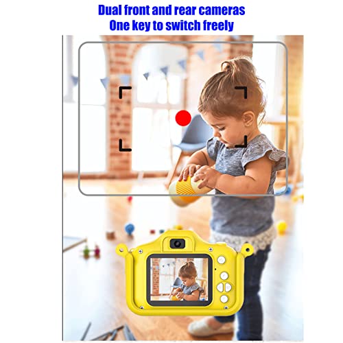 Childrens Digital Camera, Front and Rear Two Cameras Childrens Camera stimulates Childrens Imagination 2inch HD Screen Multiple MP3 for Video Filters with 32G Memory Card with Card Reader