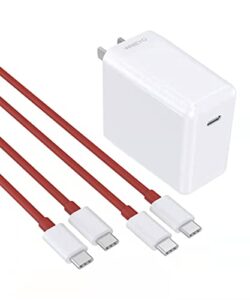 oneplus warp charger for 9r/9/9 pro, oneplus warp charger 65w set compatible with 8 pro/8t/8/7 pro/7t/7t pro, include 65w power adapter, 2 pack usb dual type-c data cable (1m/3.3ft) (1,5m/5.0ft)