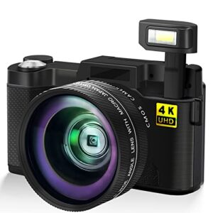 digital camera 4k 48mp compact camera 3.0 inch ips flip screen youtube vlogging camera