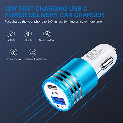 Fast USB C Car Charger for Google Pixel 7 Pro 6a 6 Pro 5a 5 4a 4 XL 3 3a 2 XL,Samsung Galaxy S23 S22 S21 Ultra S20 FE Note 20 A13 A03S A53 A02S A12 A32 A51,30W PD Power Adapter +6ft Type C to C Cable