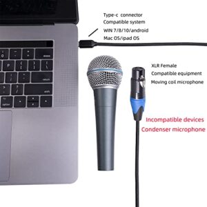 REXUS USB C Male to XLR Female Microphone Cable 6.6 FT, Type-C XLR Stereo Audio Cord Link Converter Cable, Plug and Play P&P Audio Adapter for Recorder, Smartphone, Laptop(TCM2XF-20)