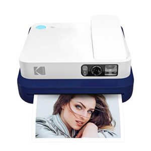 Kodak Smile Classic Digital Instant Camera with Bluetooth (Blue) w/ 10 Pack of 3.5x4.25 inch Premium Zink Print Photo Paper.