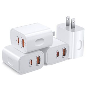 usb c wall charger block, costyle 4 pack dual port pd 20w usb c power adapter fast charge type c wall charger plug for iphone 14 13 12 11 pro max se xr xs pad 8 7 plus, pixel 7 pro 6a, samsung galaxy