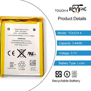 REYTRIC Replacement Battery Compatible iPod Touch 4 4th Generation with Installation Tools 930mAh 3.7V 3.44Whr