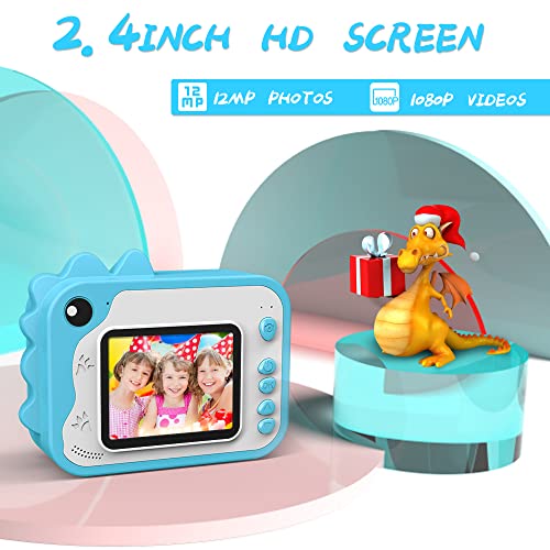 USHINING Instant Print Camera for Kids 12MP Digital Camera for Kids Aged 3-12 Ink Free Printing Video Camera for Kids 1080P 2.4 Inch Screen with 32GB SD Card,Color Pens,Print Papers (Blue)